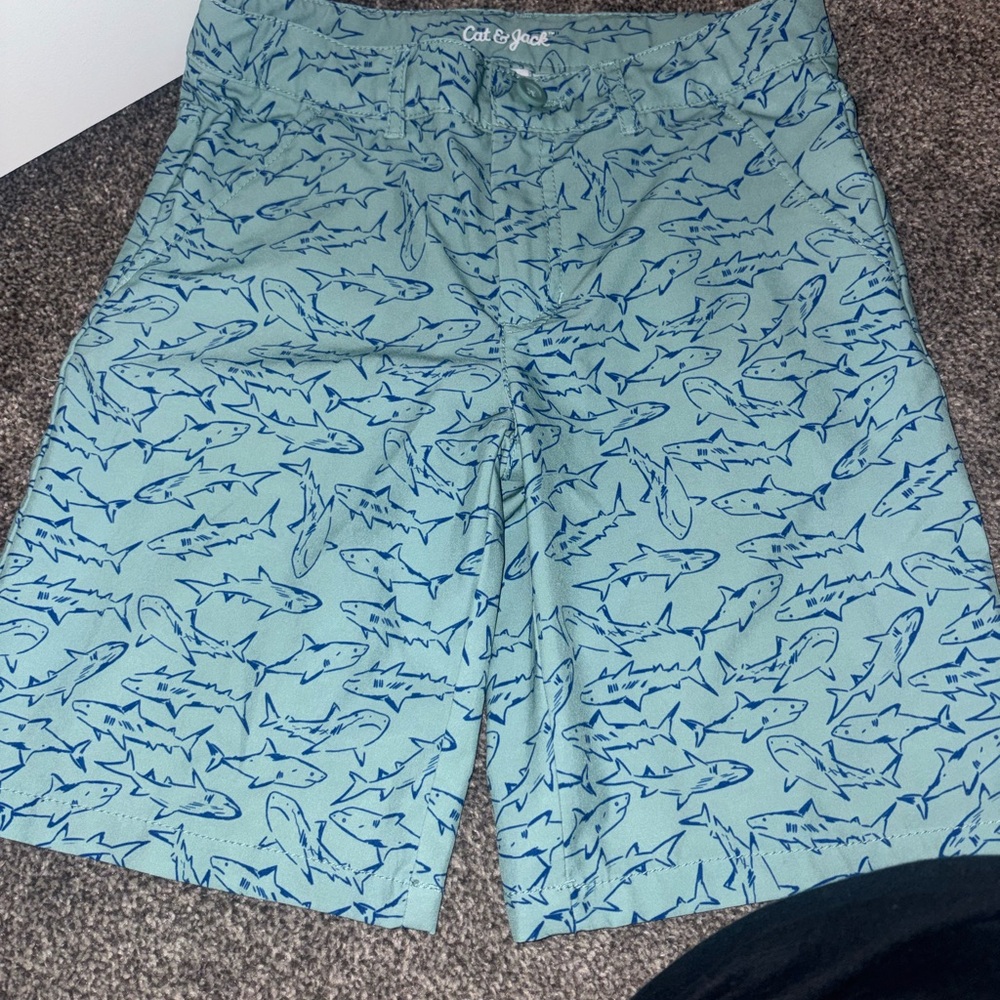 Cat & Jack Boys  Blue Shark Print Swim Shorts